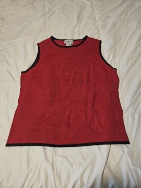 Vintage Jaclyn Smith Red Sleeveless Knit Tank with Black Trim